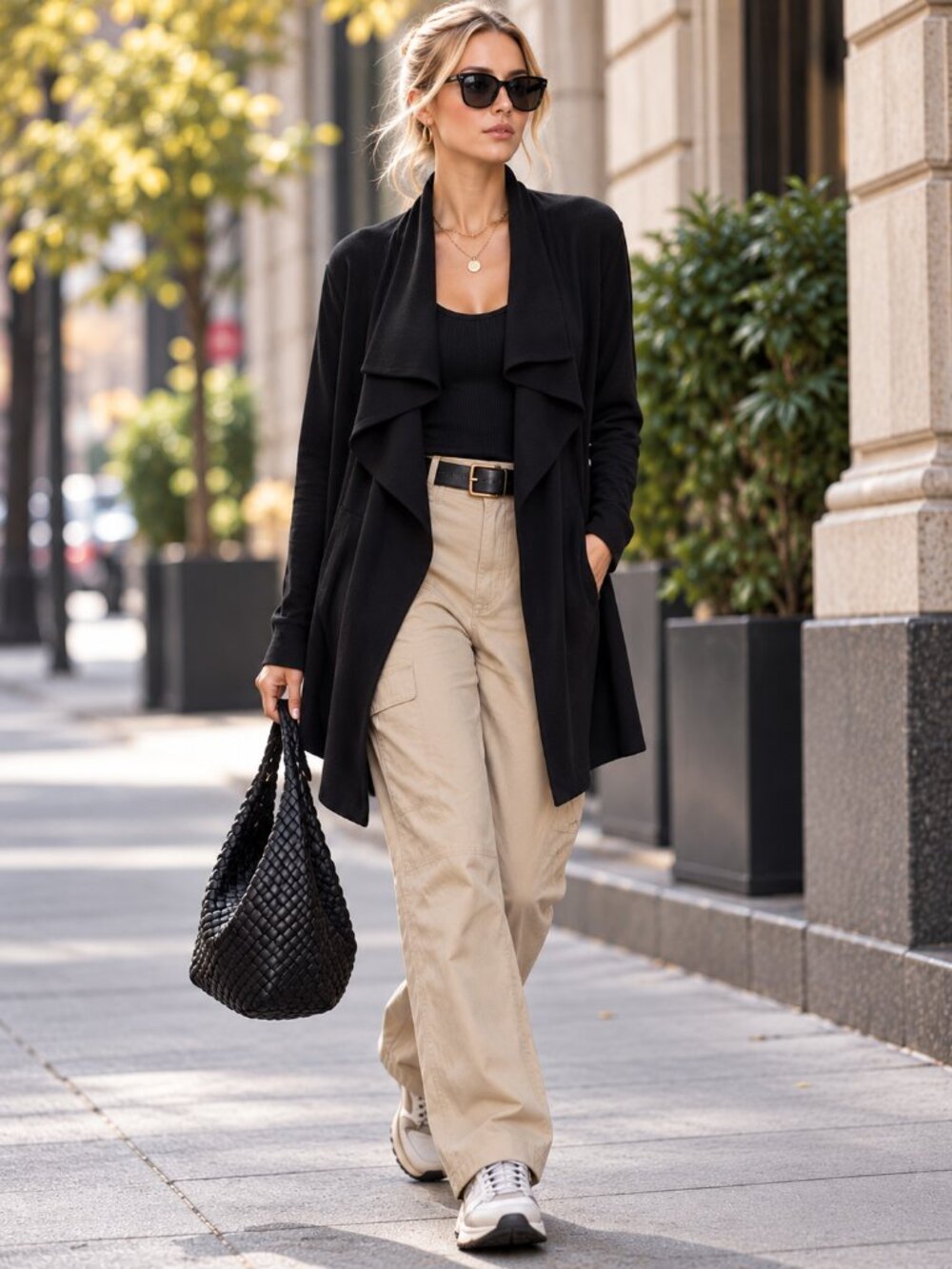 Theory Draped Trincy Wool Black Cardigan Women’s Sz S Quiet Luxury Minimalist
